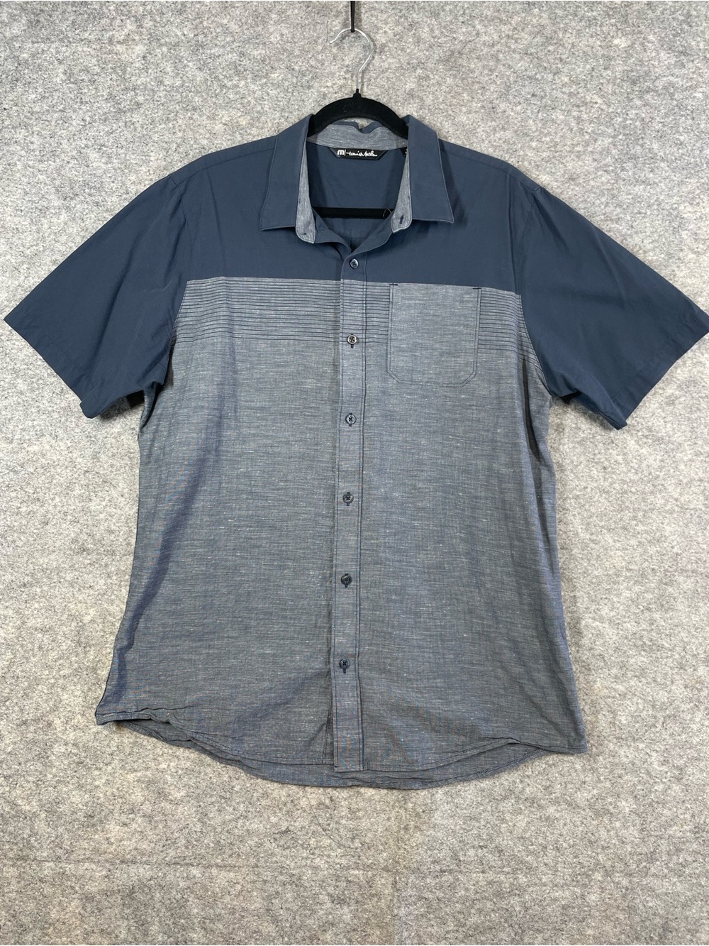 TravisMathew Colorblock Button Up Shirt Blue Large Golf Casual Performance